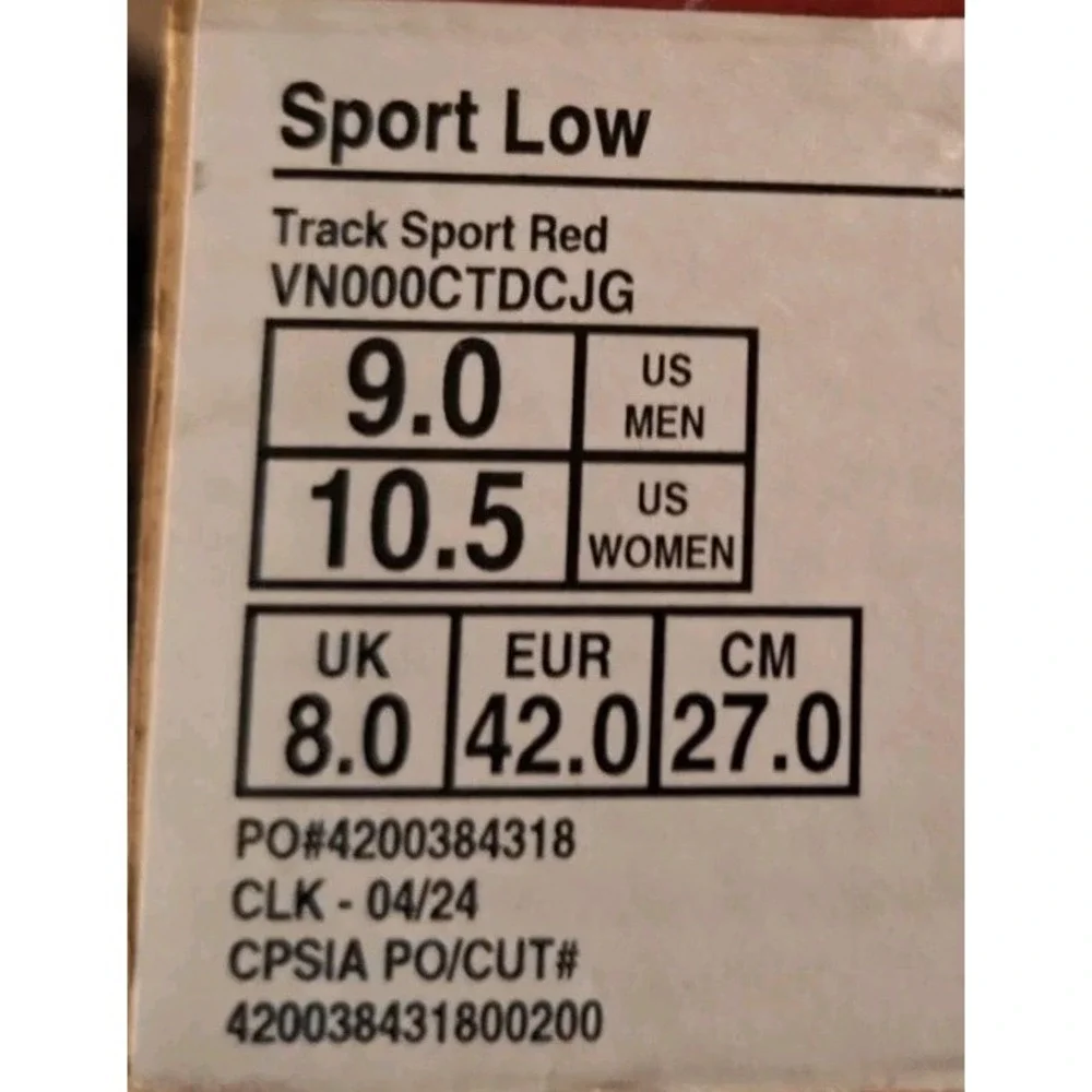 Vans Sport Low Track Sport Red Suede Gum Sole Men's Sz 9 Low Profile Rare 2024